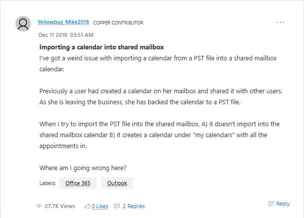 import a calendar into an Office 365 Group Calendar