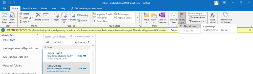 How to Flag an Email in Outlook